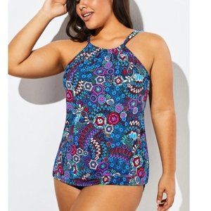 Handkerchief Tummy Control High Neck Tan